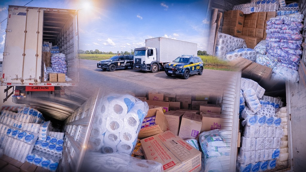 PRF e Polícia Civil apreendem caminhão com carga de alimentos ligada a facção criminosa em Cáceres (MT)