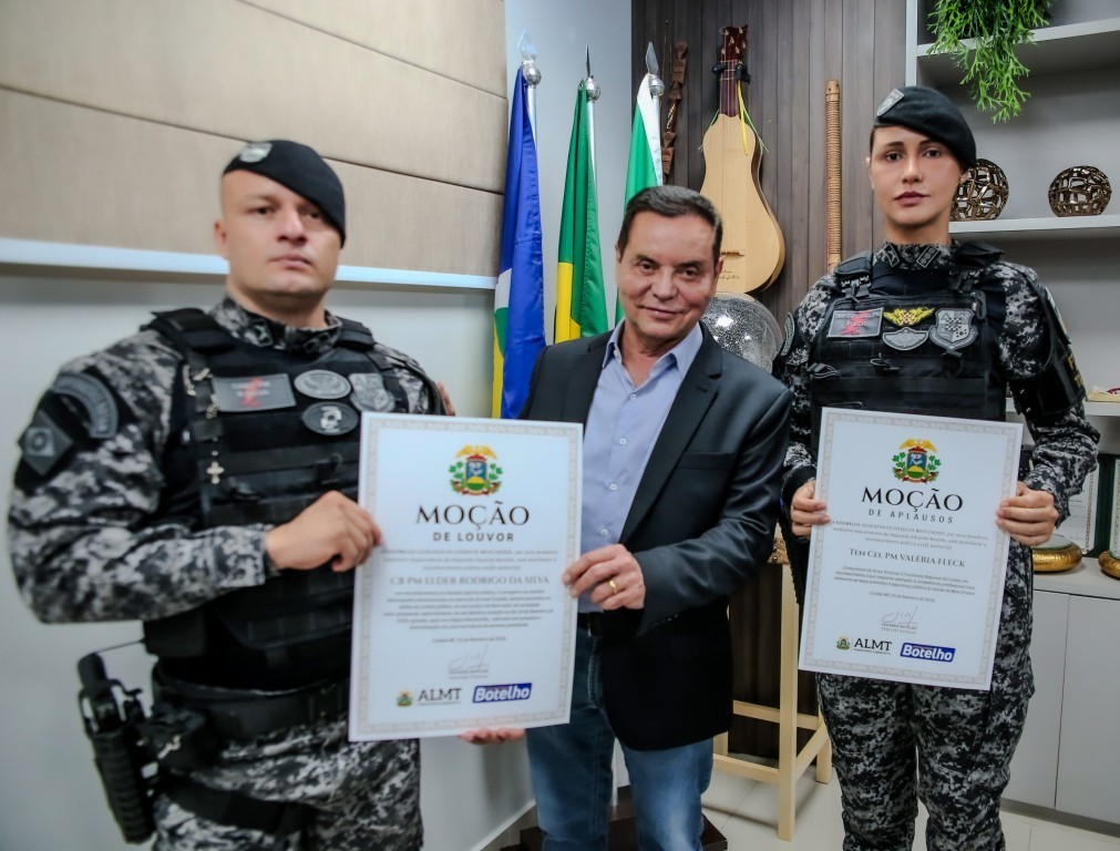 ALMT entrega moções em reconhecimento a policiais militares por atuação de destaque na segurança pública