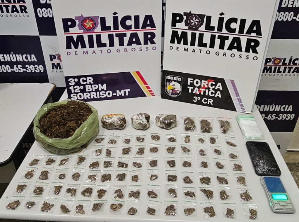 Força Tática fecha ponto de venda de drogas e prende faccionado com maconha em Sorriso