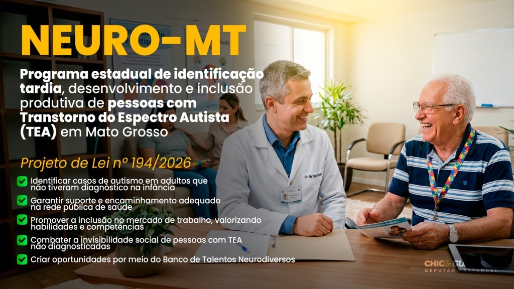 Chico Guarnieri propõe programa para diagnóstico tardio e inclusão de autistas no mercado de trabalho em MT