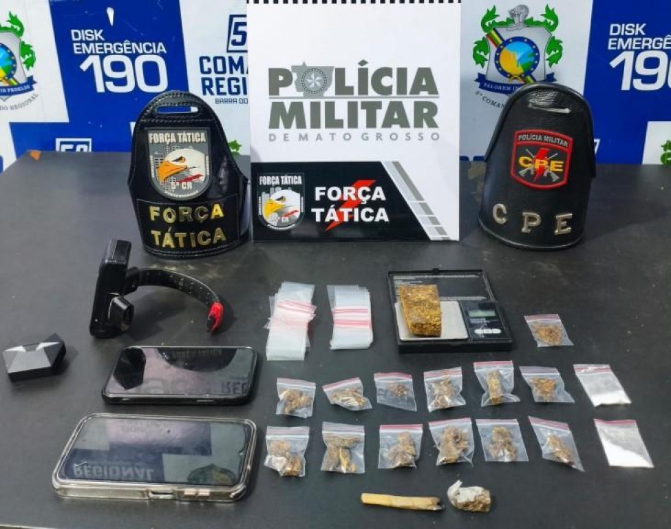 Foragido da Justiça é preso pela Força Tática por tráfico de drogas em Barra do Garças