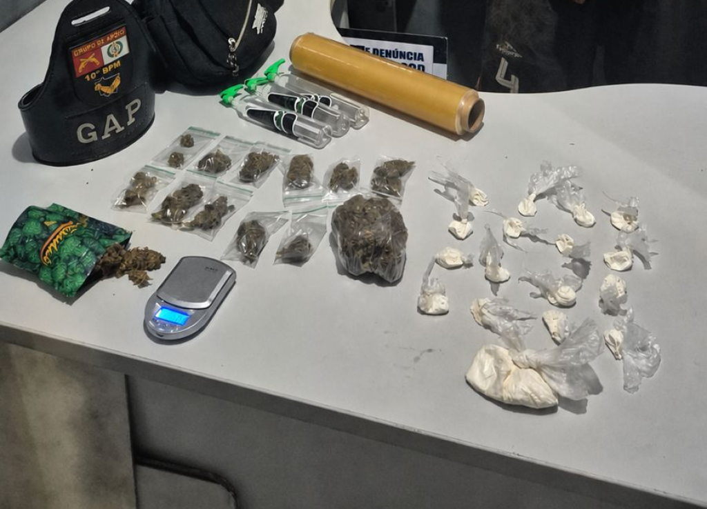 PM prende homem com maconha, cocaína e frascos de lança-perfume em Cuiabá
