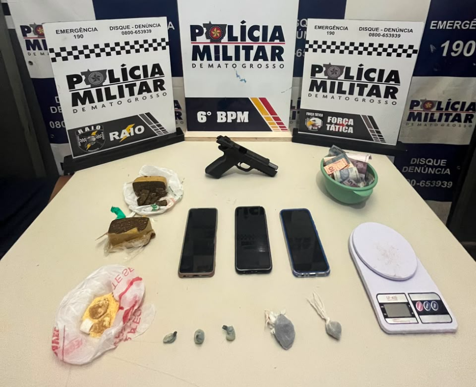 Polícia Militar conduz dois faccionados com arma de fogo e drogas