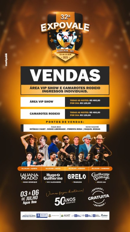 Ingressos para a área vip e camarote da 32ª Expovale já estão à venda; confira valores e pontos de venda