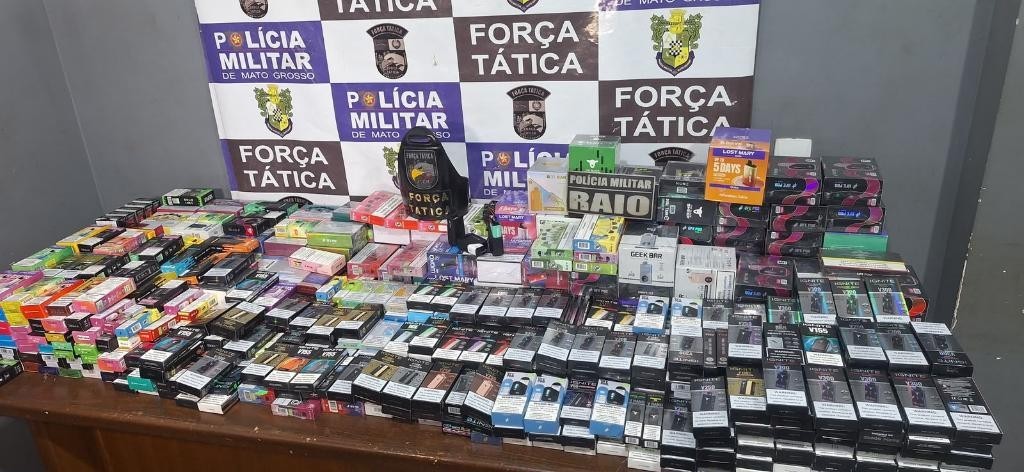 Força Tática apreende 2.131 cigarros eletrônicos e causa prejuízo de R$ 300 mil ao crime