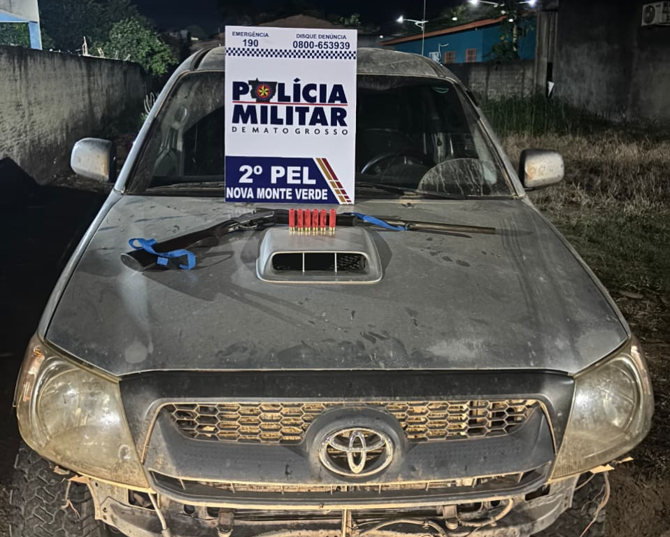 Homem que tentou matar vítima e fugiu roubando caminhonete é preso pela PM em Nova Monte Verde