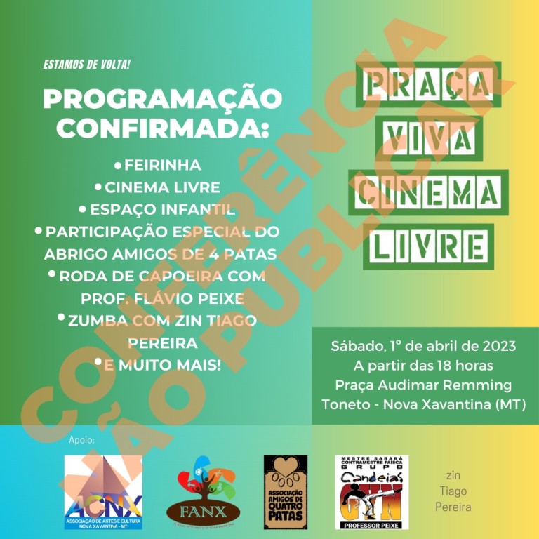 Projeto Praça Viva Cinema Livre está de volta!