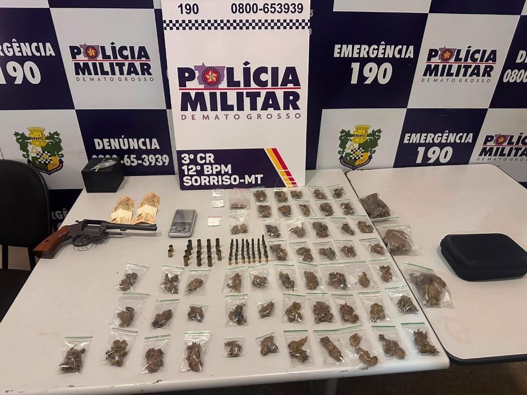 Três suspeitos são presos pela PM por tráfico de drogas e porte ilegal de arma de fogo