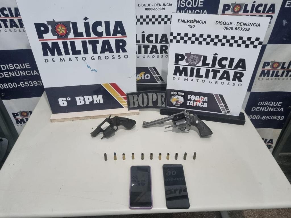 Polícia Militar apreende armas de fogo e localiza suspeitos que cometeriam homicídio em Cáceres