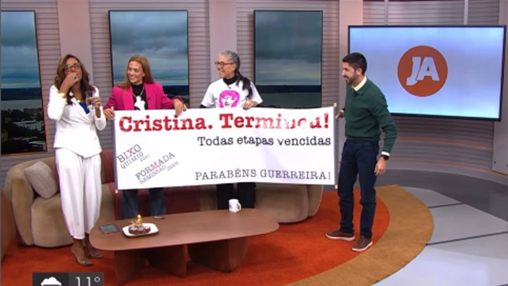 Cristina Ranzolin celebra fim do tratamento contra câncer e toma último comprimido