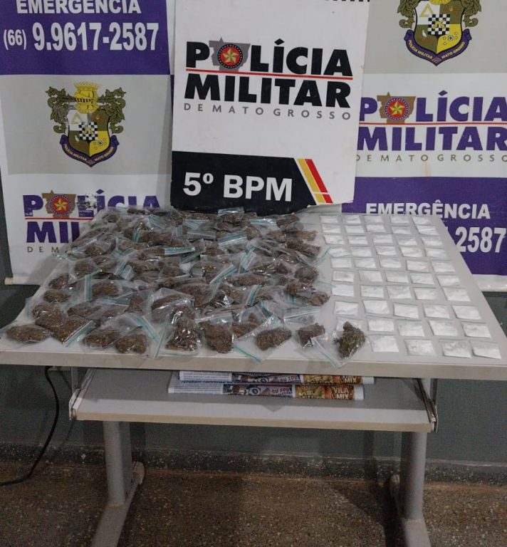 Polícia Militar apreende 151 porções de drogas com motociclista em Tesouro