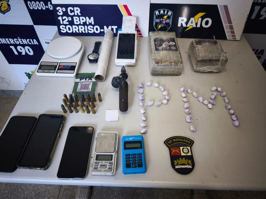 Polícia Militar prende dupla por tráfico de drogas e porte ilegal de arma de fogo